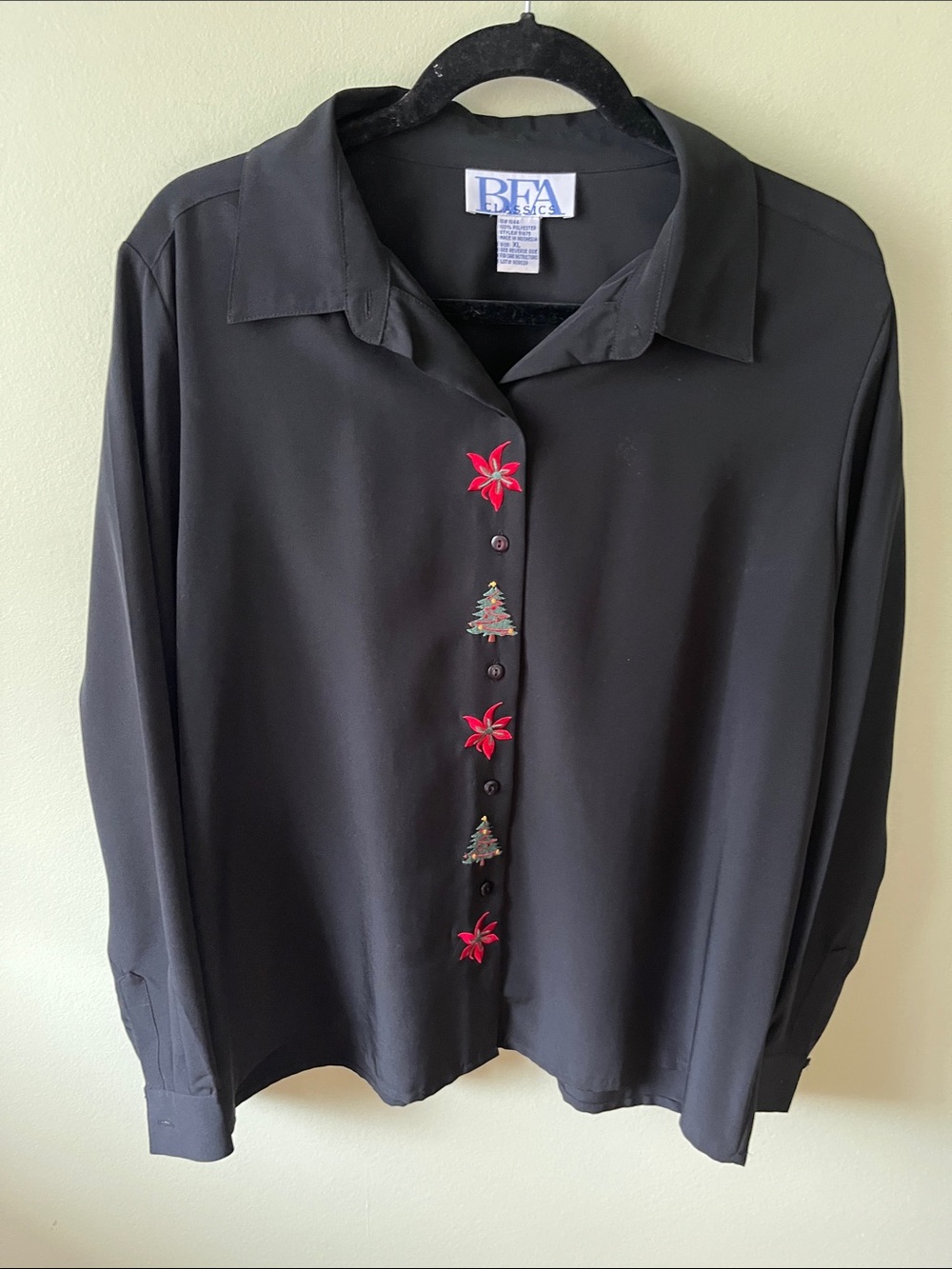 BFA Classics button-down blouse w/embroidery.